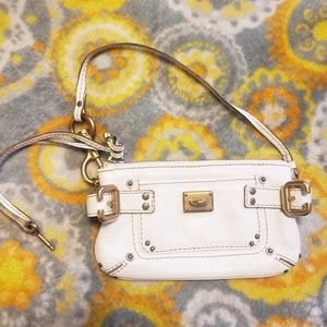 Chloe • Designer Pebbled Leather Wristlet Cream